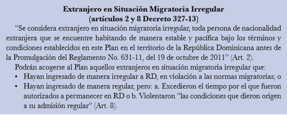 Recuadro Extranjero en situación migratoria irregular